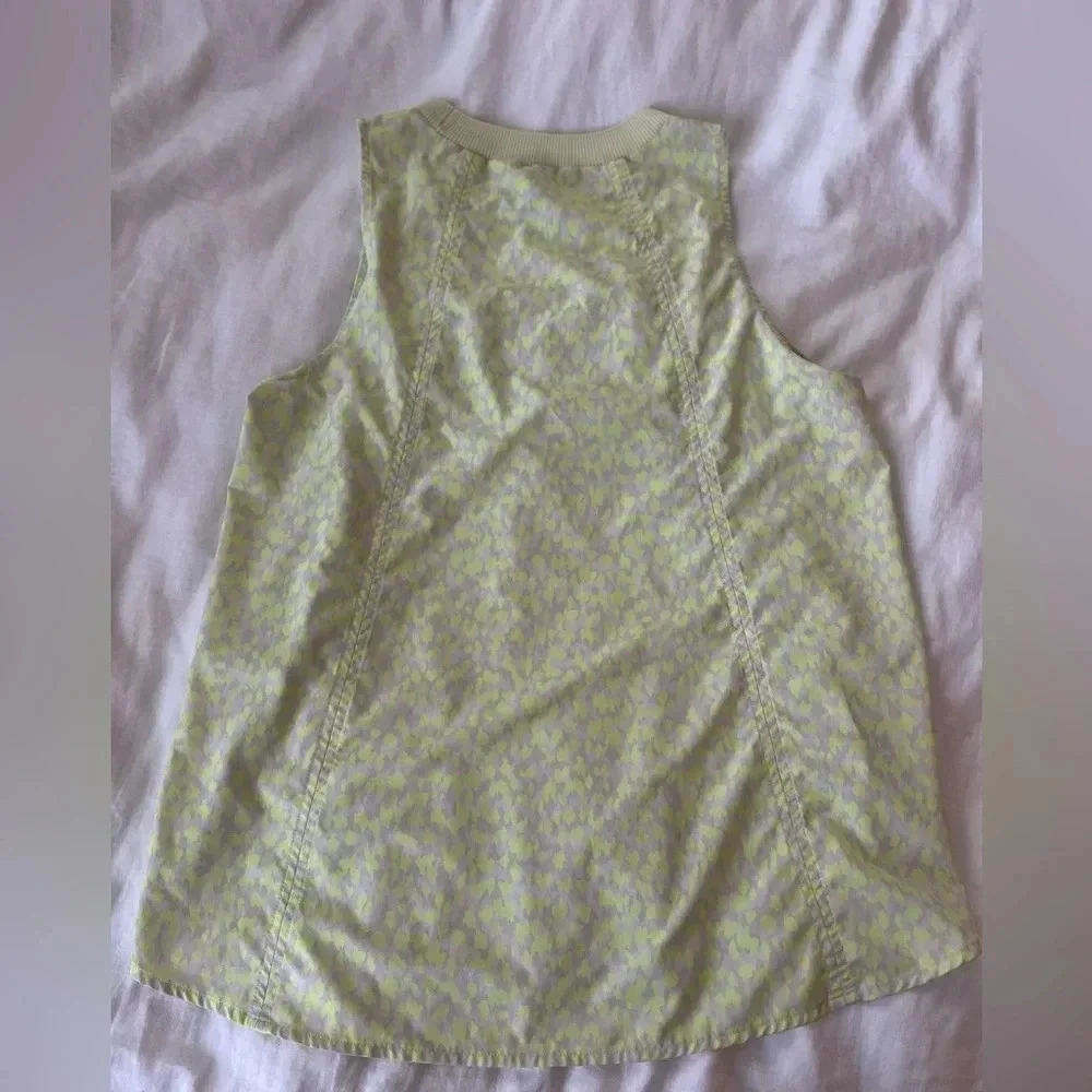 ATHLETA Neon Yellow Leopard Print Knit Neckline Top - Size S